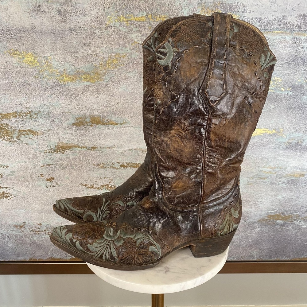 Old Gringo Boots Womens Size 9 Brown Leather Floral Embroidered Western L0955